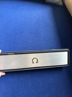 Vintage OMEGA Watch Box Silver/Black Exterior & Cream Satin/ Velvet Interior
